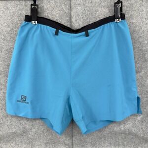 Salomon Sense 5 Shorts Men's Small Blue Drawstring Running Gym Lined Pockets ***